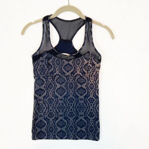 Varley Tank Top Women's Small Black‎ Metallic Racerback Snakeskin Mesh Atheltic